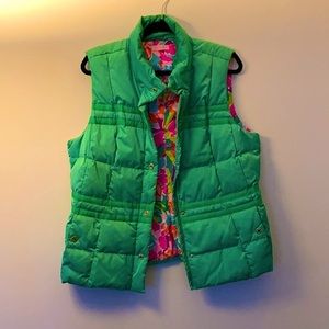 Lilly Pulitzer Vibrant Green Kate Puffer Vest L-XL